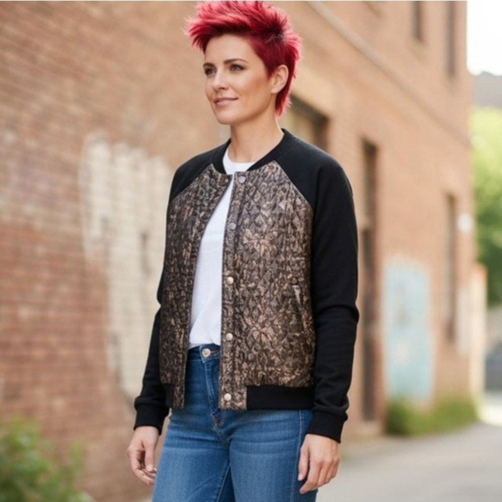 PJK Patterson J Kincaid Calabash Bomber Quilted Varsity Jacket Sz M Black $298